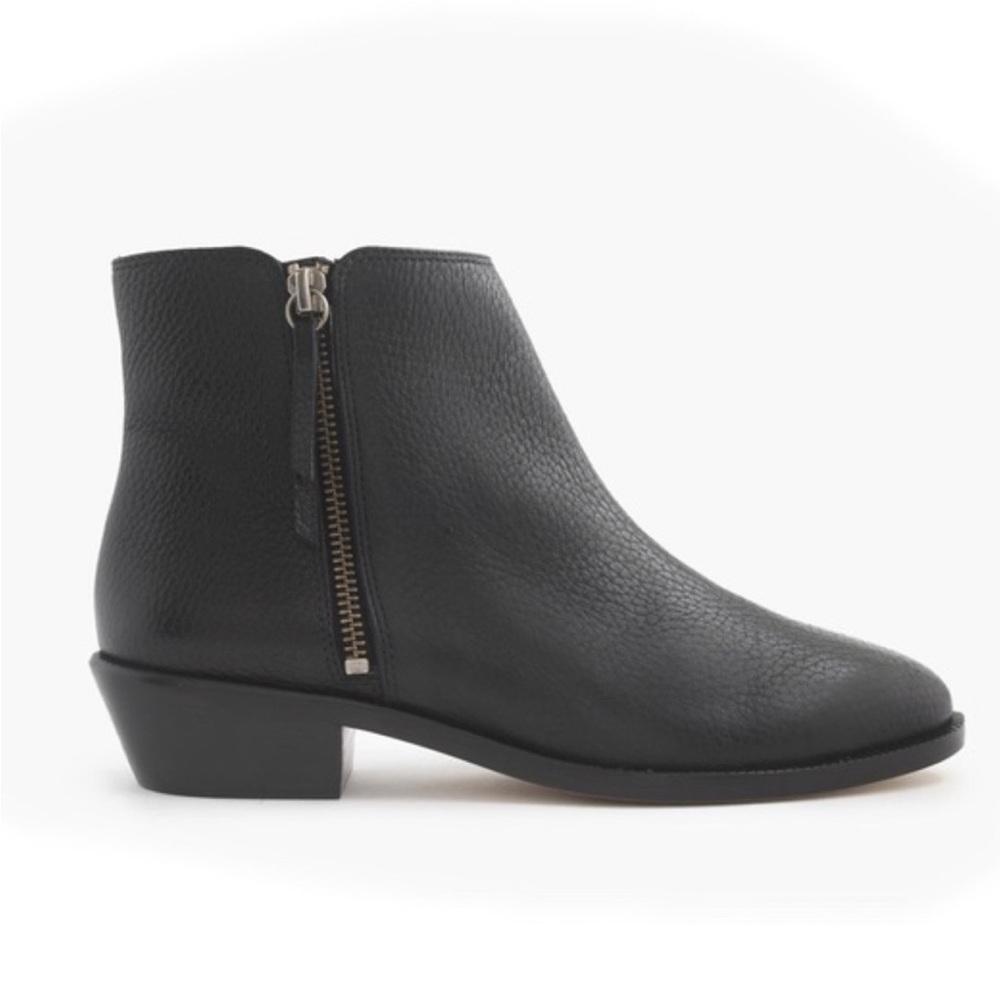 J Crew Frankie Pebbled Leather Ankle Boots Black Size 8